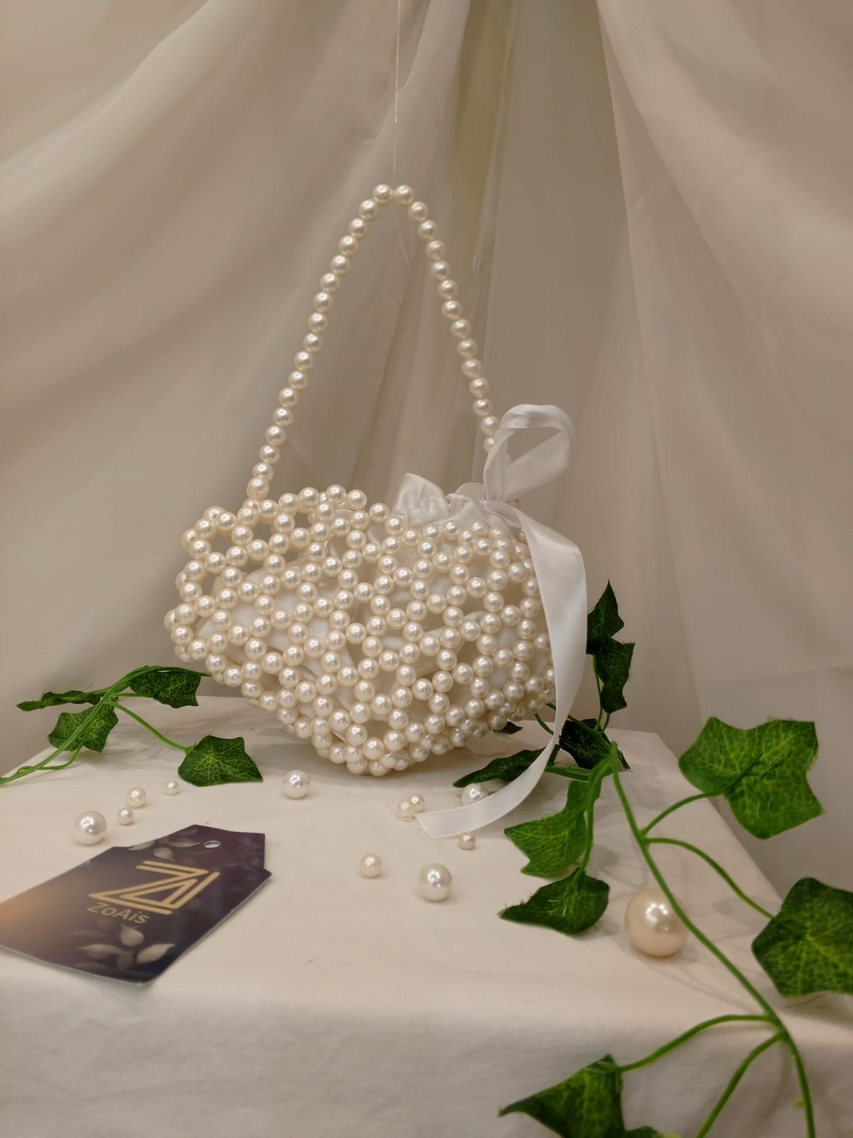 Heart pearl beaded bag