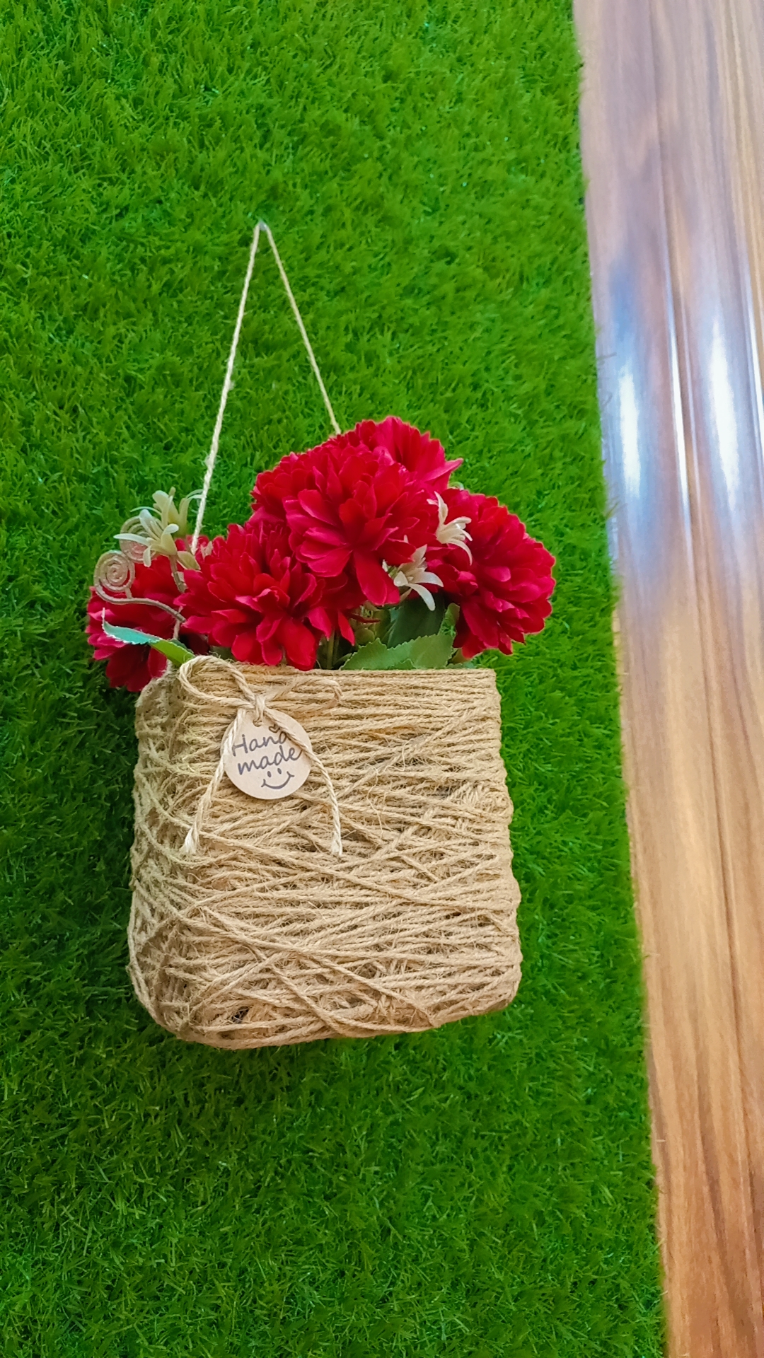 Red flowers jute Basket