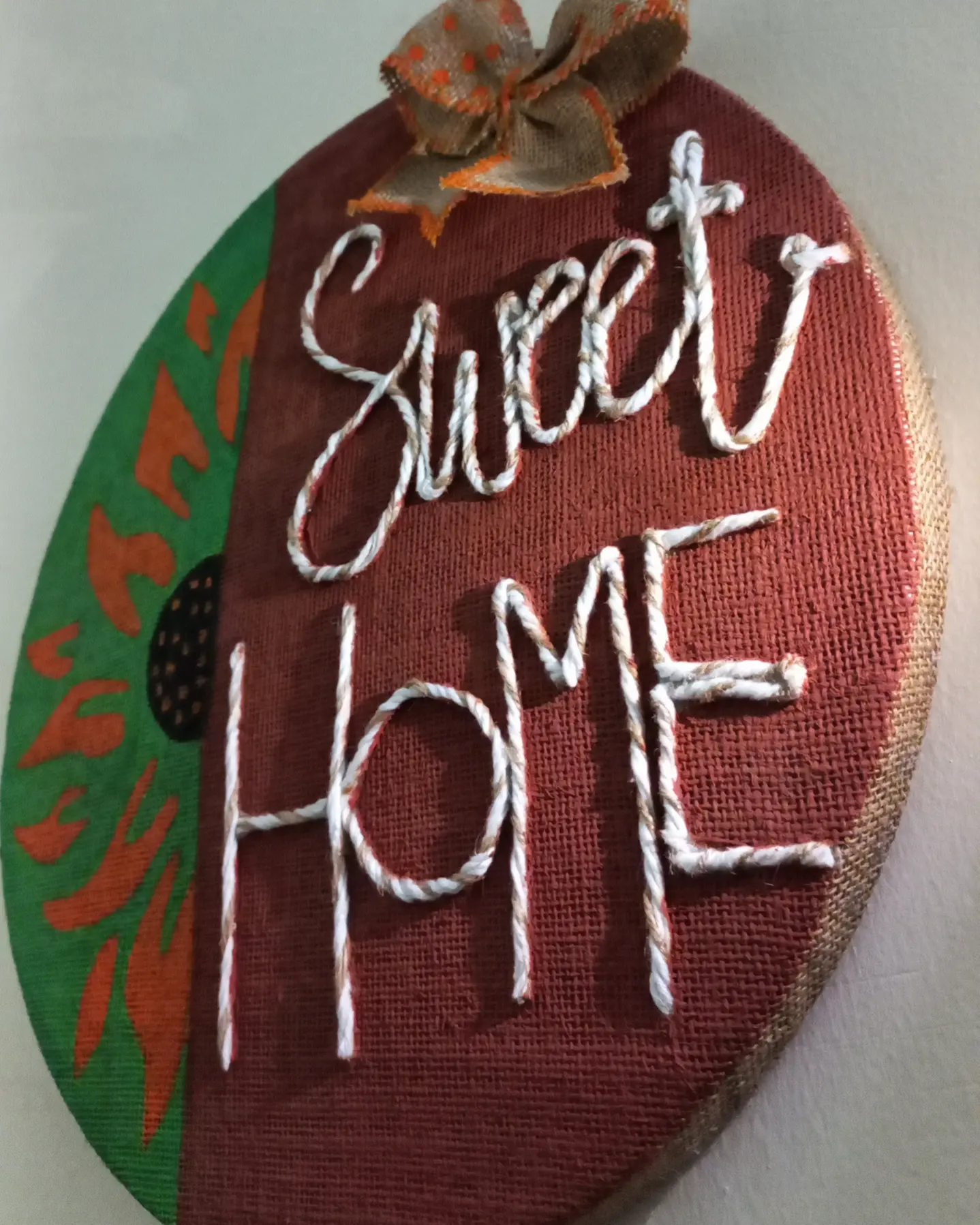 Jute burlap sweet home painting wallhanging