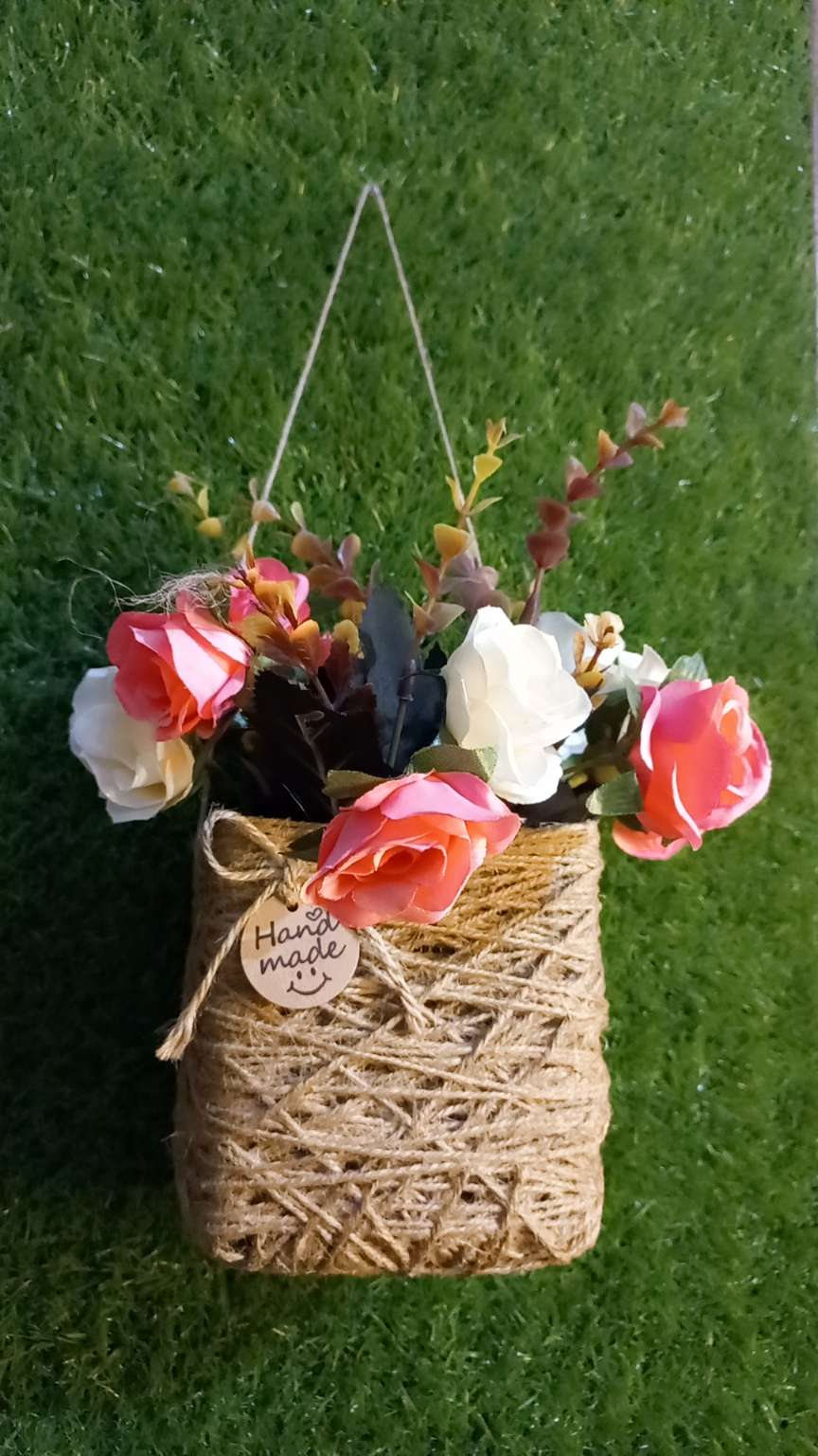 Jute rope handmade multicolour Flower pot