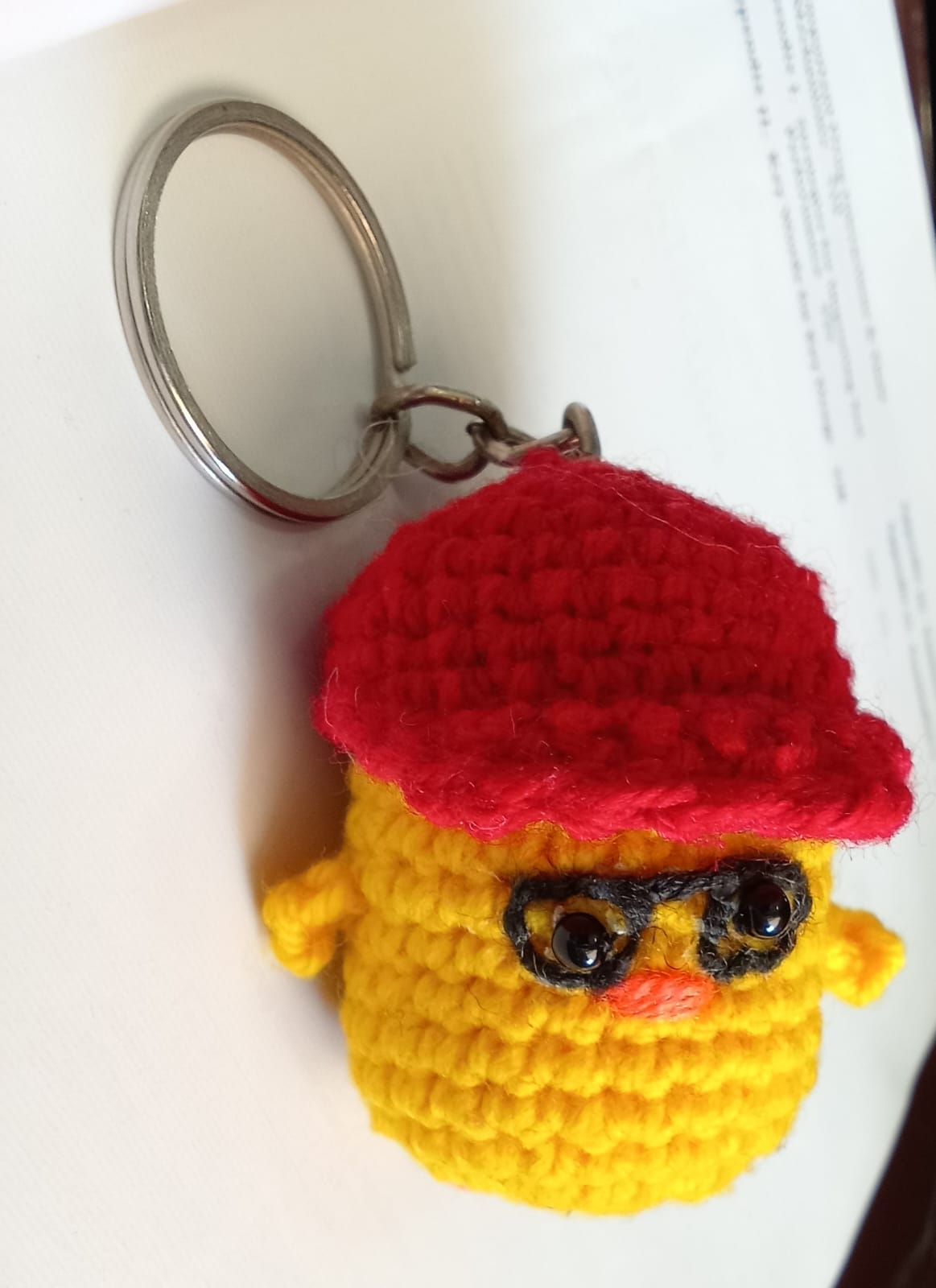 Crochet chicken keychain