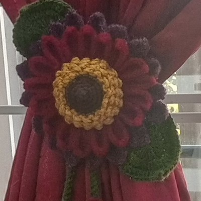 Crochet Sunflower Curtain Ties