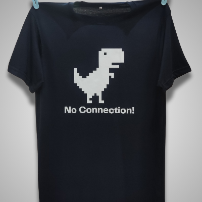 “No connection dinosaur” in navy blue