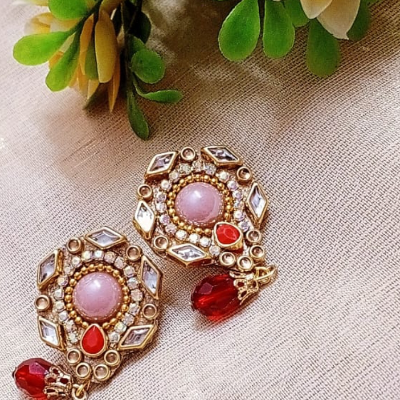 Kundan drop ear rings