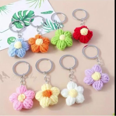 Crochet flower keychain