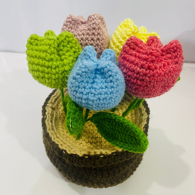 Crochet Tulip Flowers pot