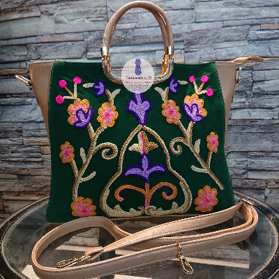 Green Swift Lux Kashmiri hancrafted shoulder bag