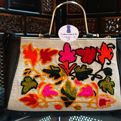 Multi_china leaves kashmiri handcrafted shoulder bag