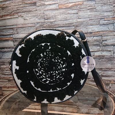 Round_black kashmiri handcrafted shoulder bag