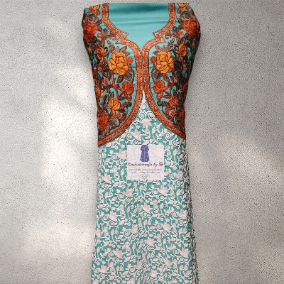 Kashmiri Handcrafted Sky Blue Multi_Body fabric