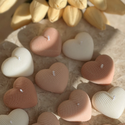 Pack of 3 Mini woven heart candles Scented/ Unscented