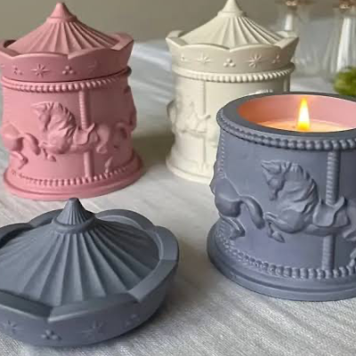 Carousel (Horse Storage jar) candle jar