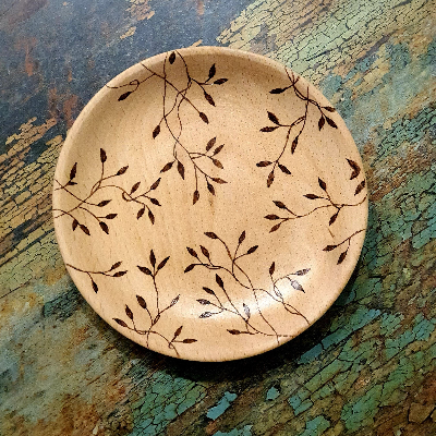 Wood burned trinket dish