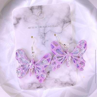 Handmade polymer clay earrings butterfly style