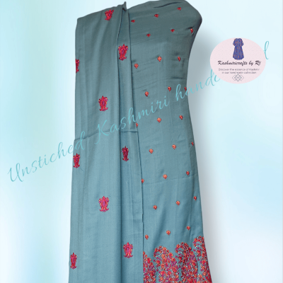 Sea green keri motif Kashmiri Embroidered Unstitched Dress