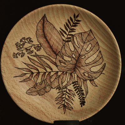 Wood burned trinket dish