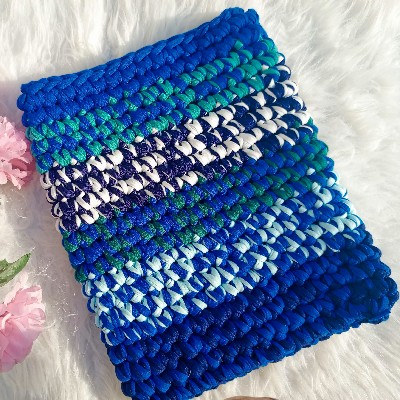 handmade crochet laptop sleeve - azure