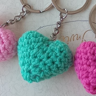 crochet heart keychains
