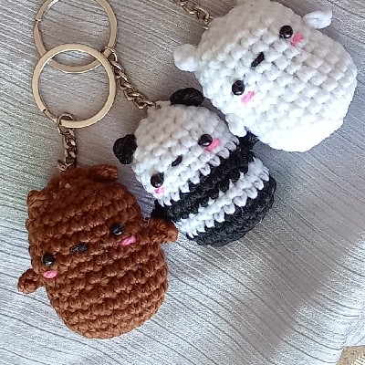 crochet bare bears keychains