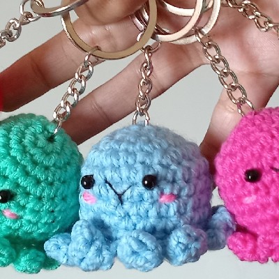 crochet octopus keychains