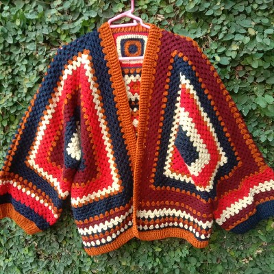 crochet hexagon cardigan sweater