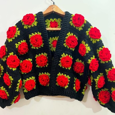 Red rose cardigan
