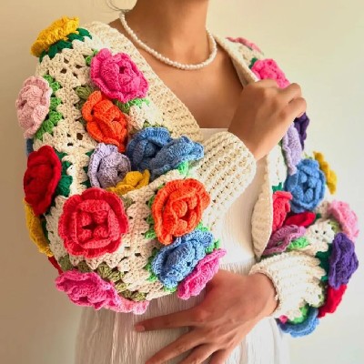 Multi rose cardigan