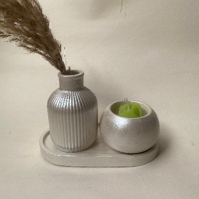 pot candle, trinket tray, vase