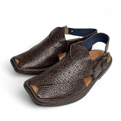 Handcrafted Dark Brown Peshawari Chappal