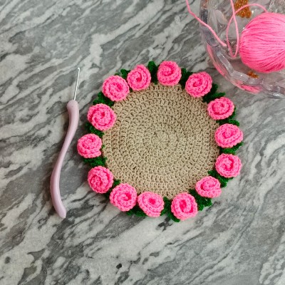 Crochet Rose Flower Coaster