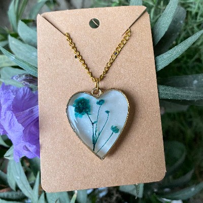 Blue baby breath pendant