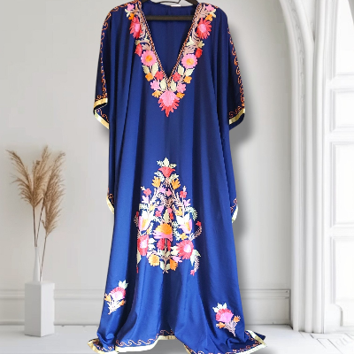 Kashmiri Hand Embroidered Silk Kaftan