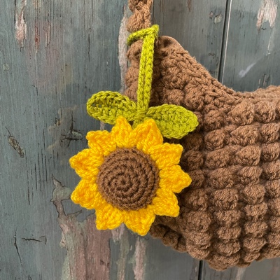 Crochet sunflower bagcharm