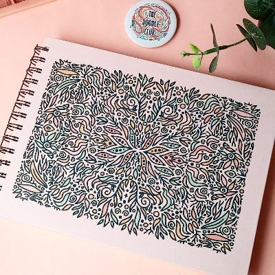 Leaves Doodle Pink Sketchbook