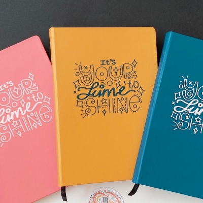 Blank A5 Journal | Its your time to shine | Notebook | Diary | Hardcover Blue, Pink or Mustard