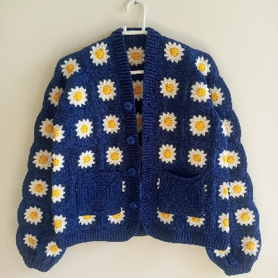 Midnight Daisy Crochet Sweater