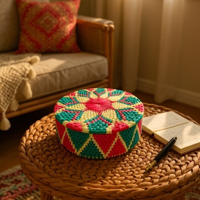 seagreen, red & white basket
