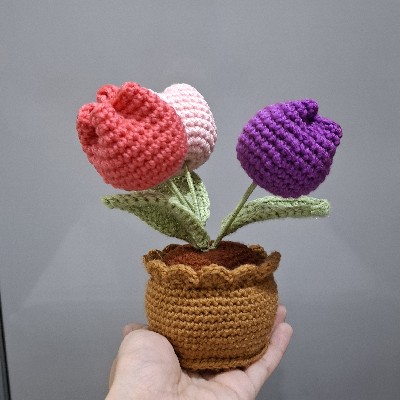Crochet Tulips Pot