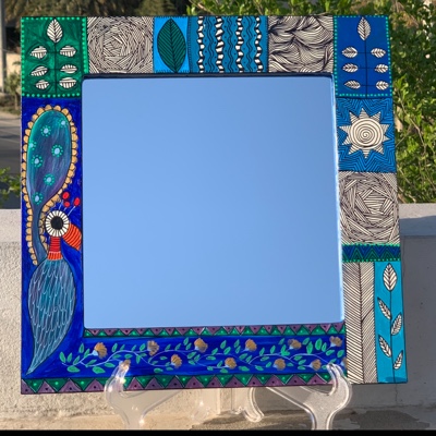 hand painted mirror frame