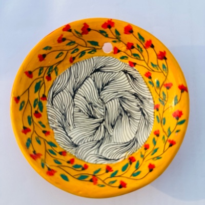 hand painted earthen wall hanging plates