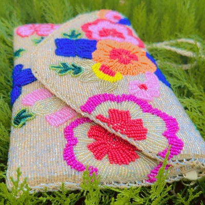 beaded floral clutch