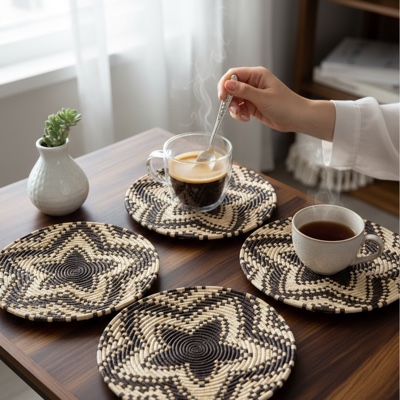 black n white starry placemat