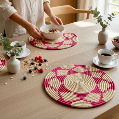 pink n white placemat