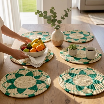 green bloom placemat