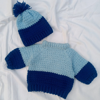 blue baby sweater with cap