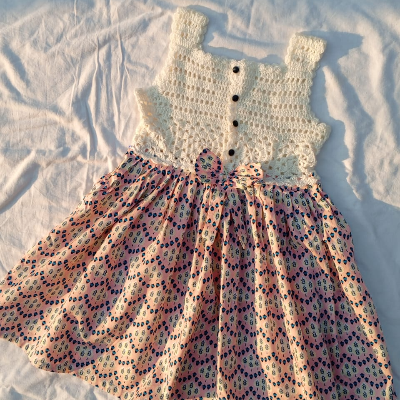 white crocheted cotton frock