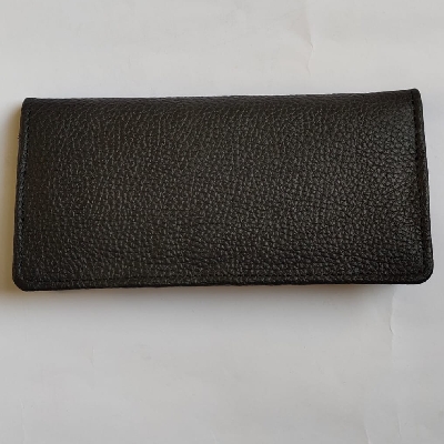 Premium black leather long wallet