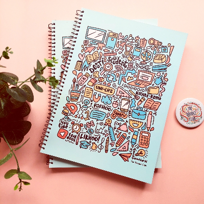 A4 Spiral Notebook Student Life Doodle