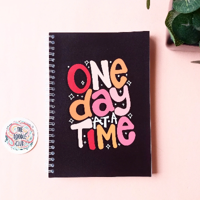 One day at a time A5 Soft Cover Spiral Notebook