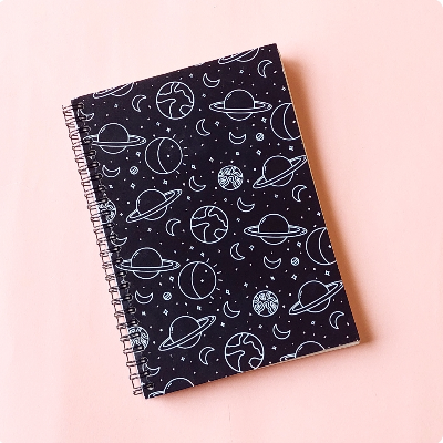 Space Doodle Line A5 Soft Cover Spiral Notebook